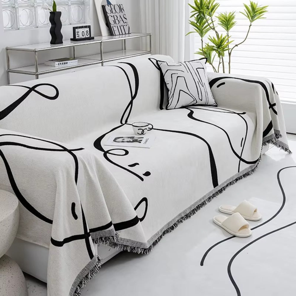 Skanto | Abstrakt Linje Reversible Chenille Sofa Cover