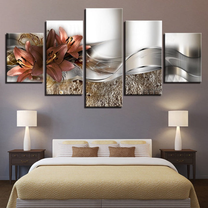 5 Piece Pink Undertone Tulips - Canvas Wall Art Painting | Skanto
