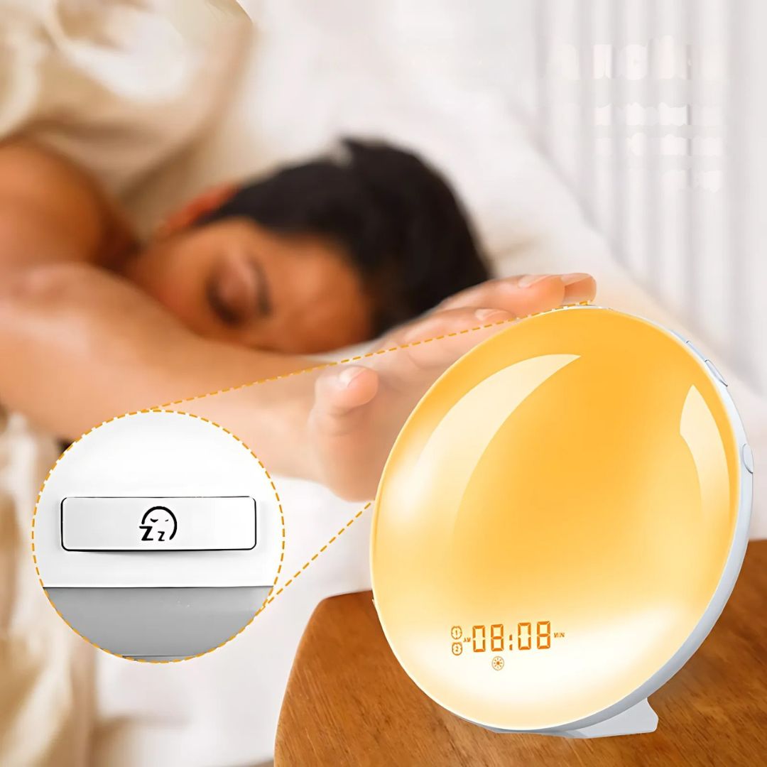 LumiRise | Soloppgang Vekkerklokke – Naturlig Vekke Lys – Ambient Belysning – Ideell for Mørke Morgener Skanto