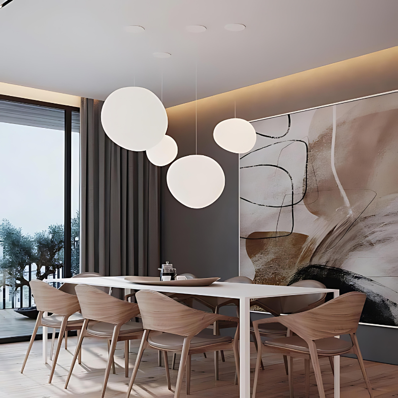 Skanto | GloStone | Elegant Glass Pebble Pendant Light