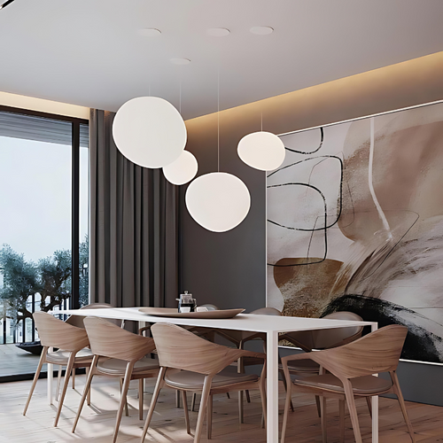 Skanto | GloStone | Elegant Glass Pebble Pendant Light