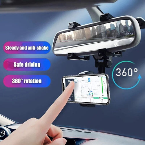 Skanto | Multifunksjonell 360 Rotérbar Bil Bakspeil Telefonholder