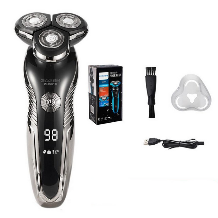 Skanto | Oppladbar våt- og tørr elektrisk barbermaskin for menn – Vanntett grooming med LCD-skjerm