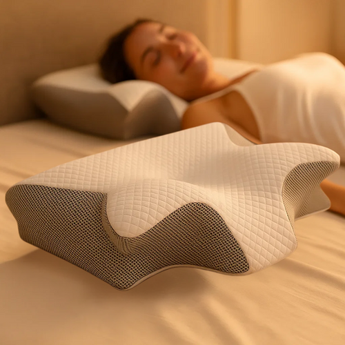 Skanto | Minne Skum Cervical Pute | Ergonomisk 2-i-1 Design for Nakke Smerte Lindring & Behagelig Søvn