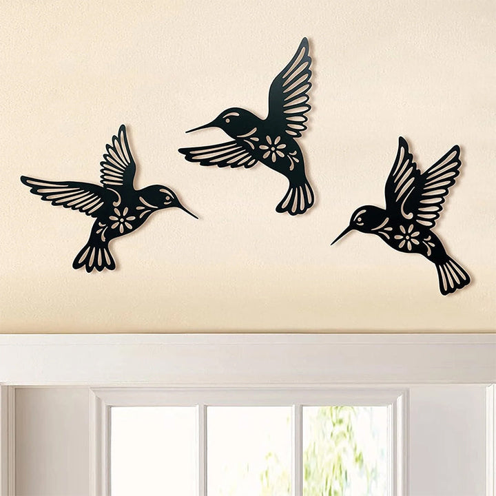 Skanto | Sett med 3 metall kolibriform wall art dekorasjon