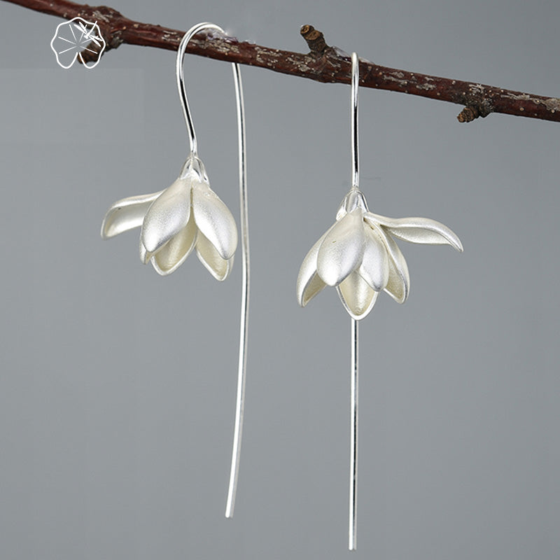 Skanto | 18K Gull Elegant Magnolia Blomst Dangle Øredobber