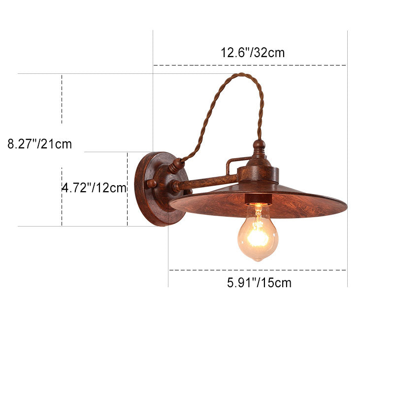 Moderne industriell vanntett metallplate bolle 1-lys vegglampe for utendørs patio | Skanto