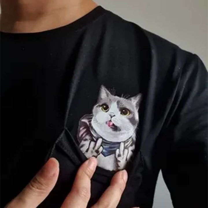 Skanto | Lommer Midt Finger Katt T-skjorte