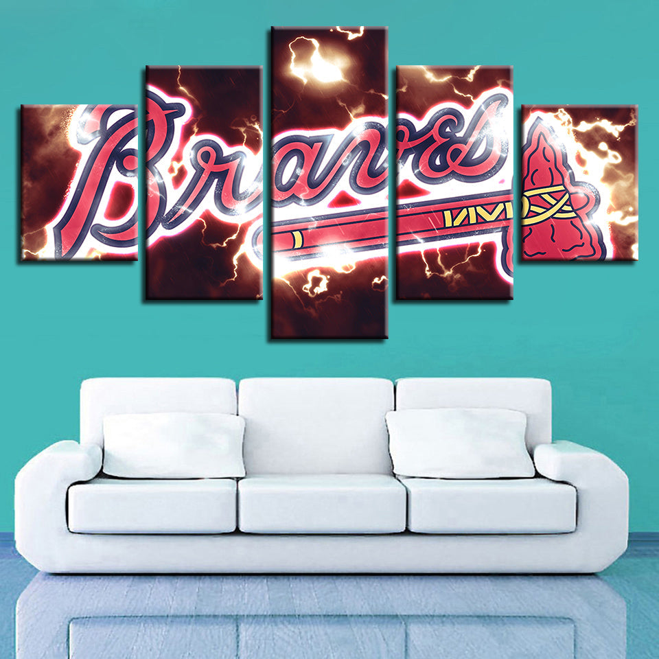 Dynamisk Braves-logo 5-delt - lerret veggkunst maling