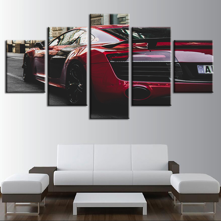 5-Piece Red Classic Car Canvas Wall Art Painting | Skanto