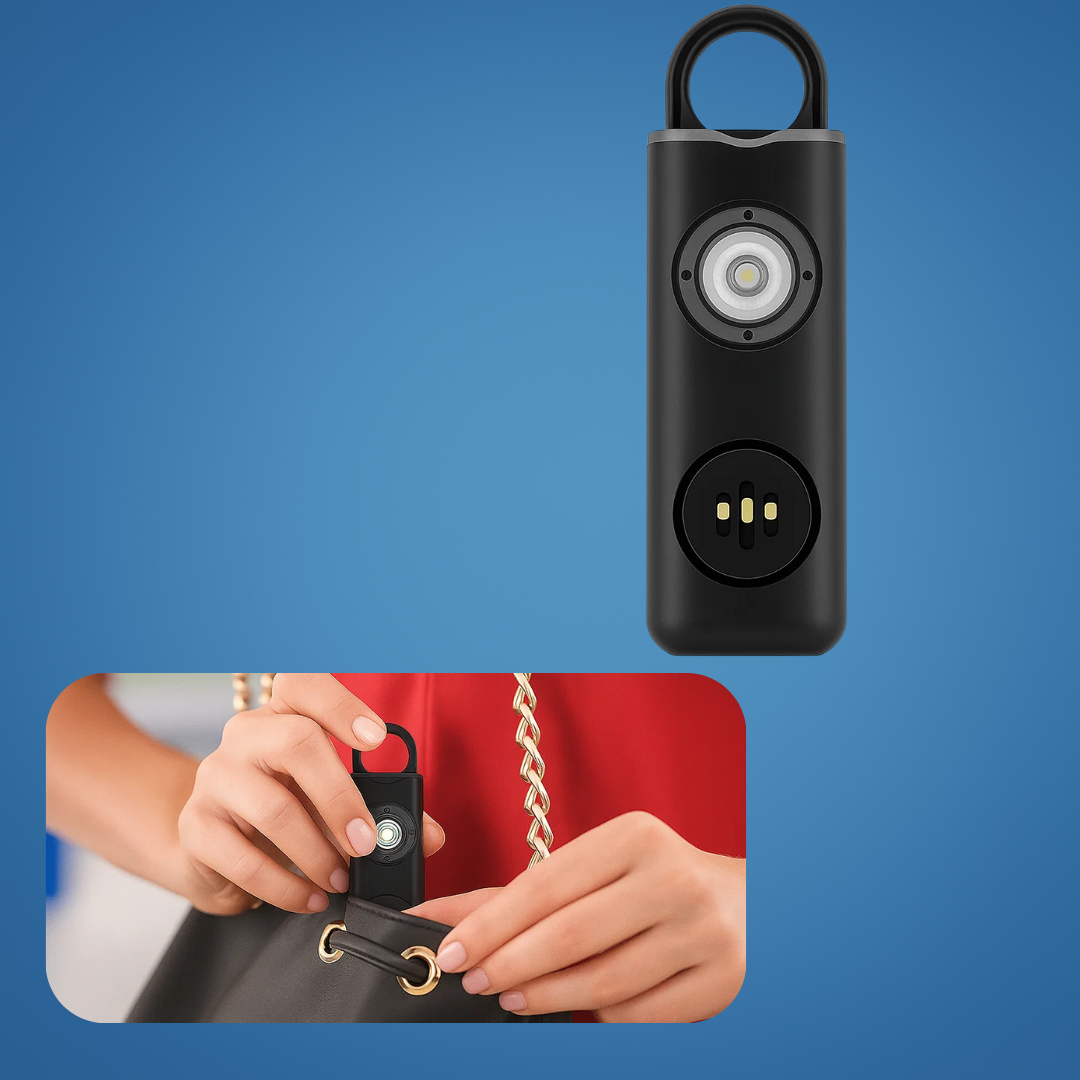 Ultralauter 130 dB Sirene – Kompakt LED Lommelykt Sikkerhetsenhet – For Nattugler, Studenter & Pendler Skanto