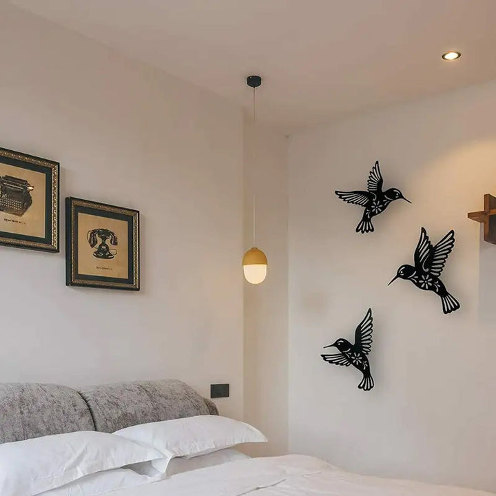 Skanto | Sett med 3 metall kolibriform wall art dekorasjon
