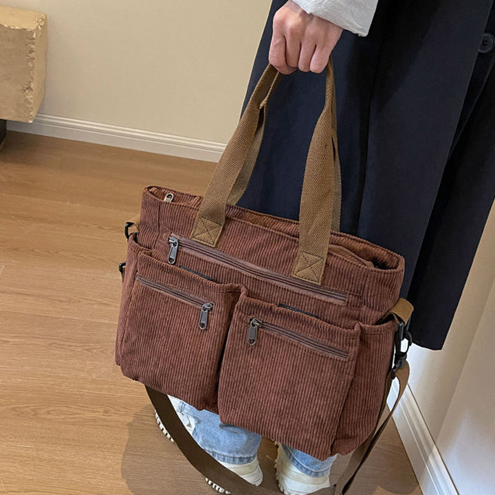 Ensfarget kordfløyels totebag | Skanto