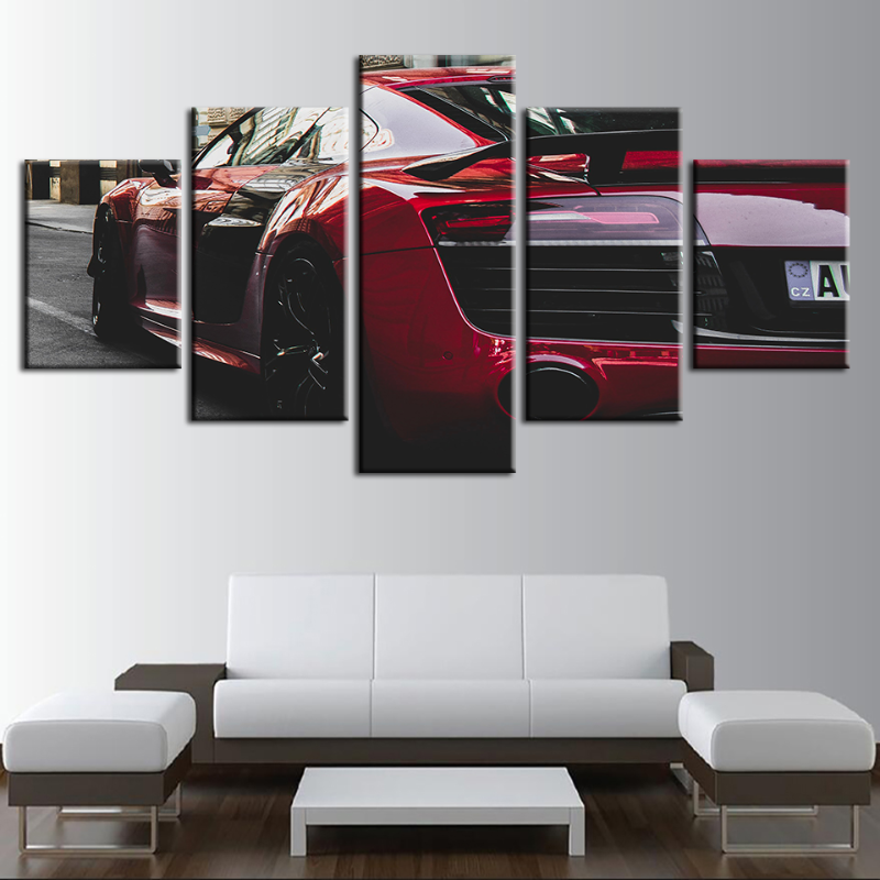 5 Pcs - Red Classic - Canvas Wall Art Painting | Skanto