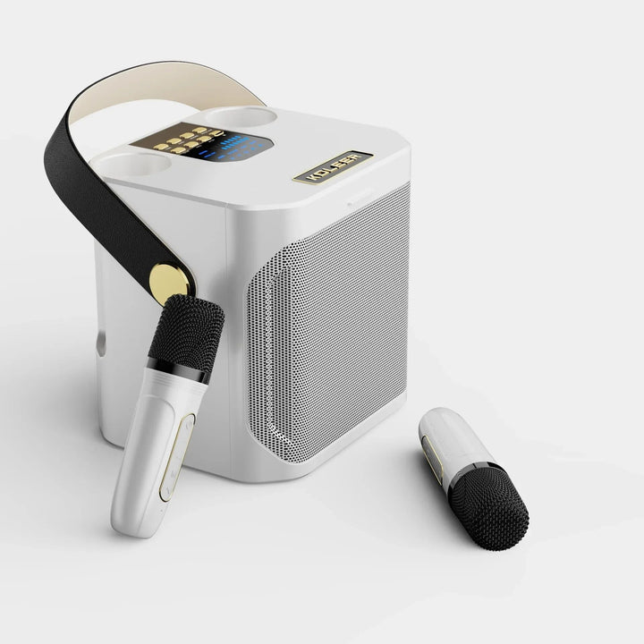 Skanto | Karaoke Bluetooth Høyttaler | 360° Surround Sound, Dual Mikrofoner & Bærbar for Fester og Utendørs Samlinger