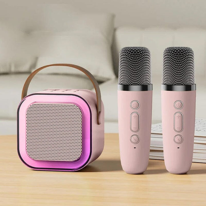 Mini karaoke maskin med trådløse mikrofoner | Skanto