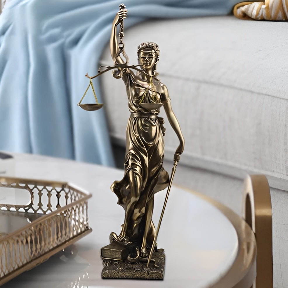 Statue av Godin of Justice – En elegant dekorativ skulptur av Justitia