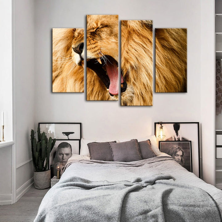 4-Piece Roaring Lion Canvas Wall Art Painting | Skanto