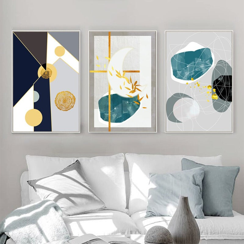 Geometriske Fargerike Design - Lerretsveggkunst Maleri
