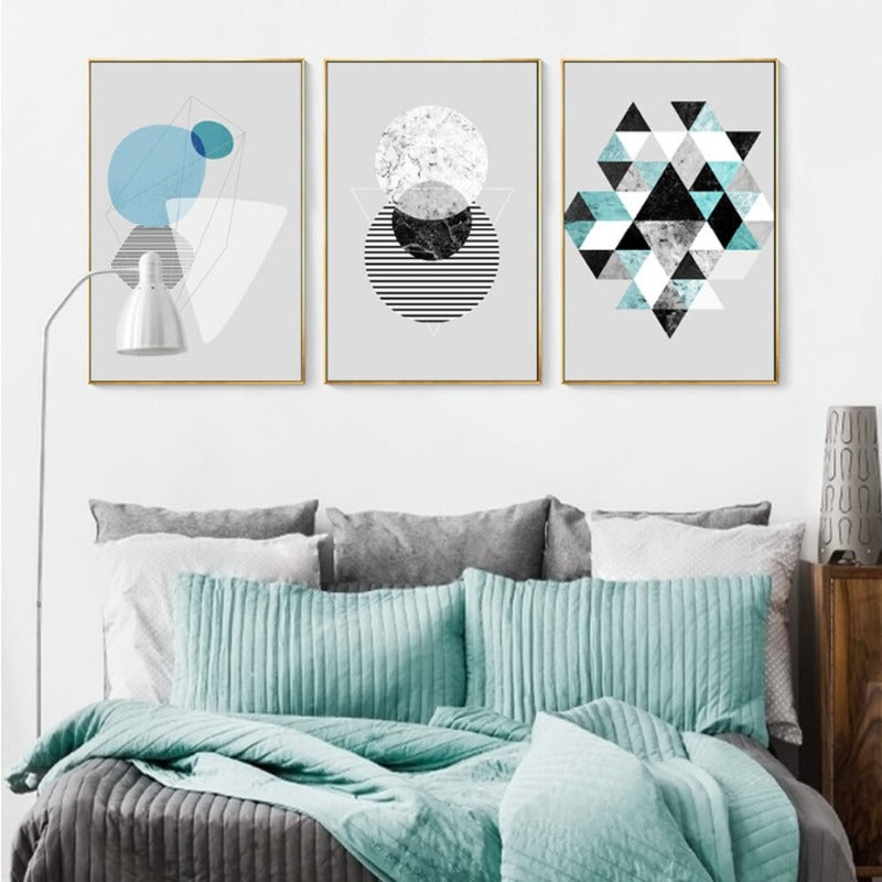 Geometrisk Kunst - Lerret Veggkunst Maleri