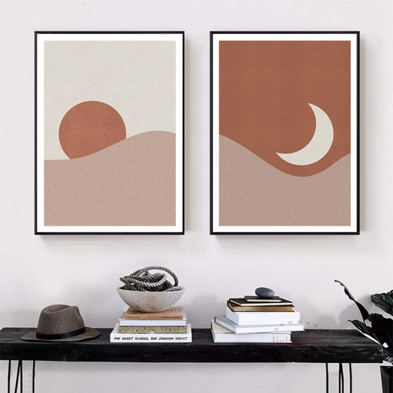 Moon To Sun And Back - Lerret Veggkunst Maleri