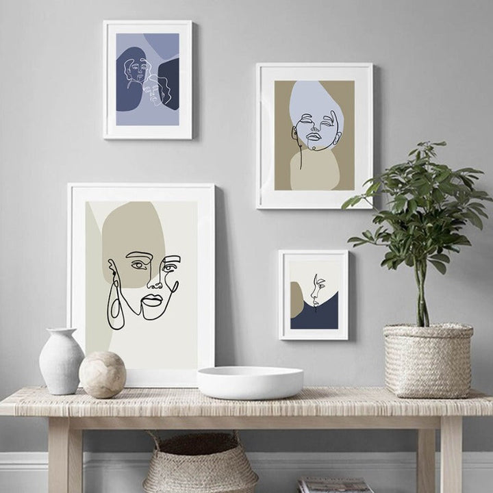 Linje Grafisk Kunst - Lerret Veggkunst Maleri