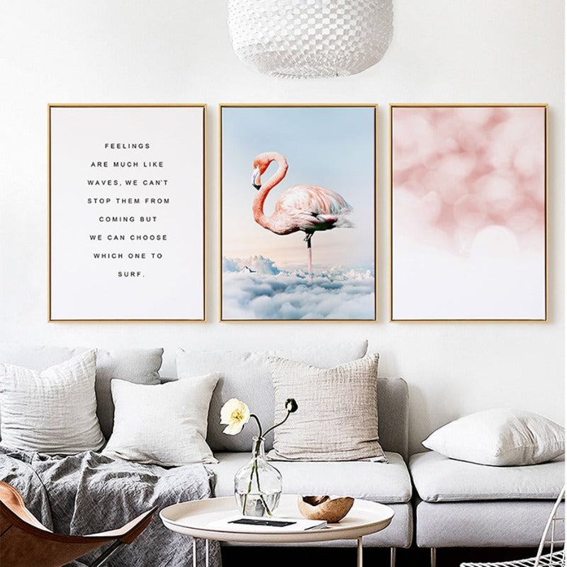 Flamingo I Landskap - Lerretvegkunstmaleri
