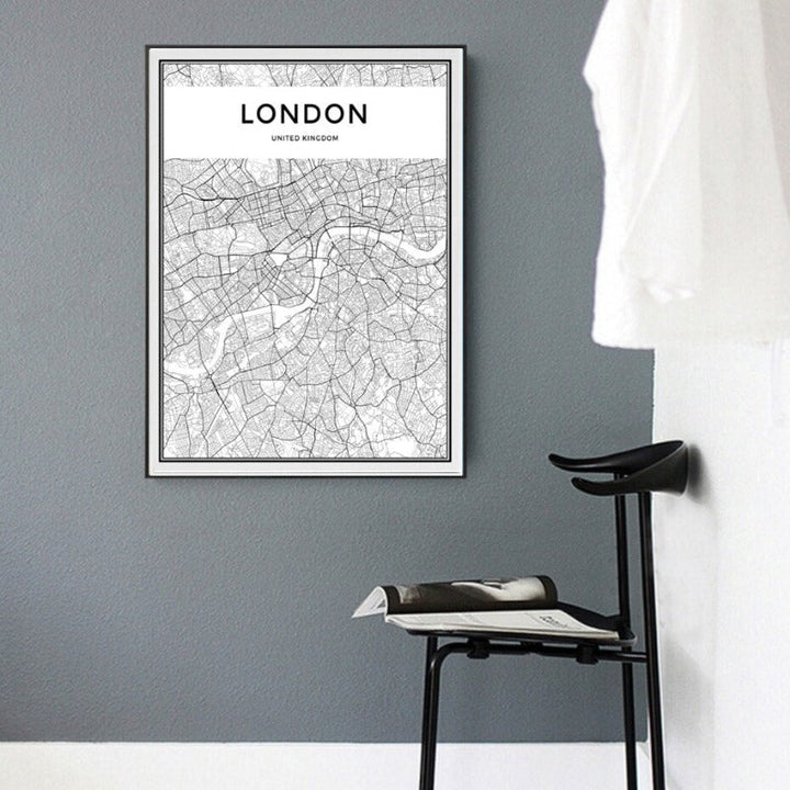 London Kart Landskap - Lerret Veggkunst Maleri
