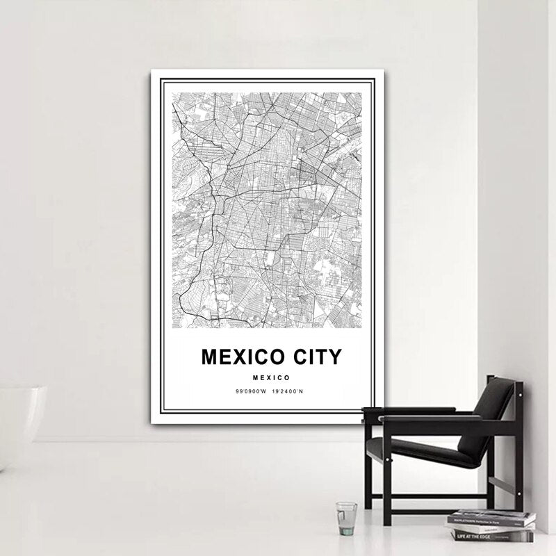 Mexiko by Kart Mexiko Trykk Kunst - Lerret Veggkunst Maleri