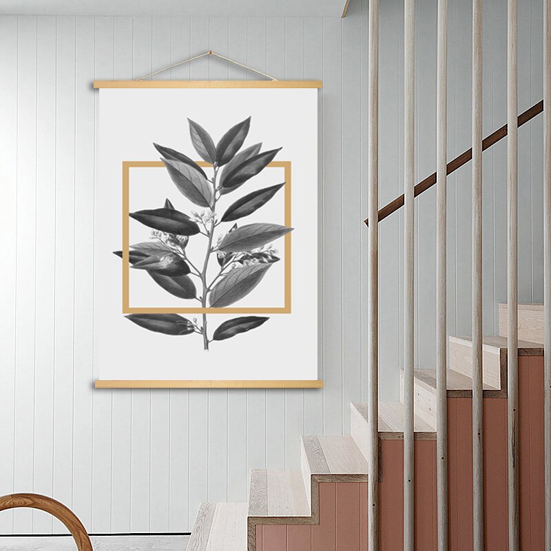 Grå blomster geometriske nordiske trykk plakater - lerret veggkunst maleri