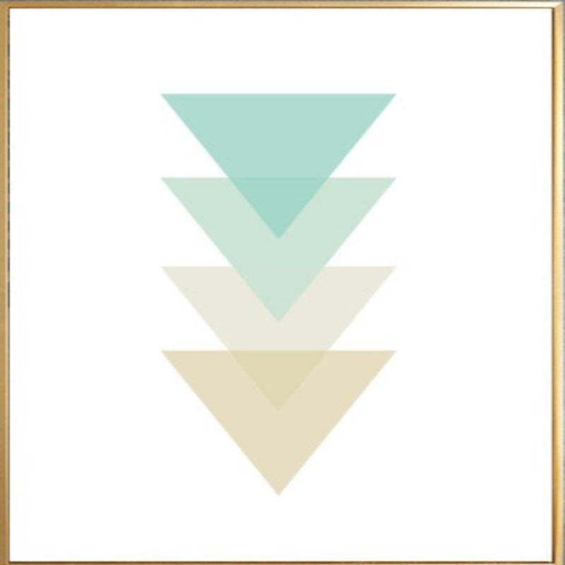 Abstract Mint Geometric Triangles Canvas Wall Art Painting | Skanto