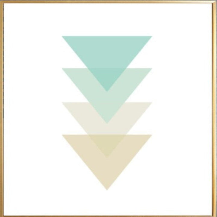 Abstract Mint Geometric Triangles Canvas Wall Art Painting | Skanto