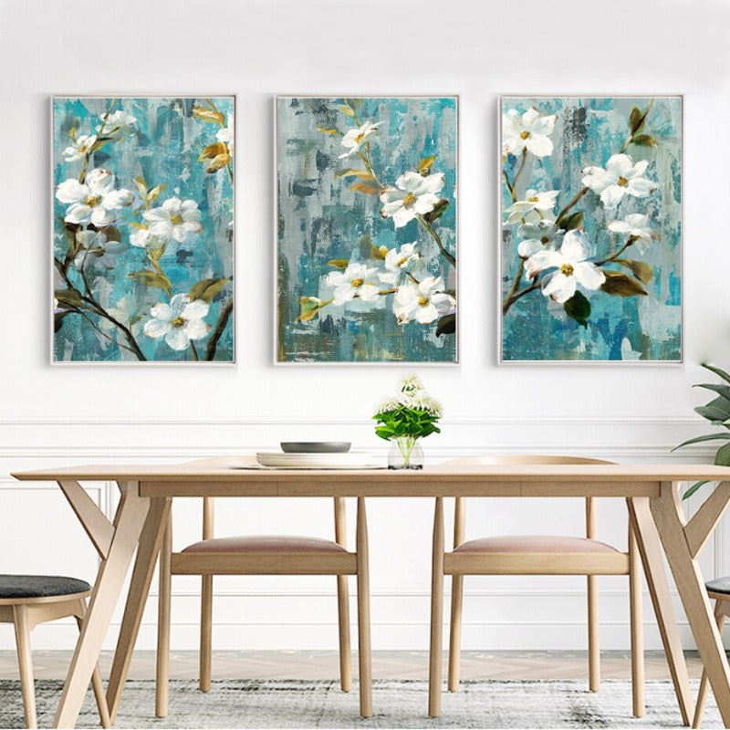 Apple White Flower Art - Canvas Wall Painting | Skanto