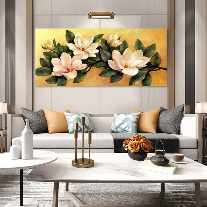 Vintage plakat med magnoliablomster – lerretsbilde