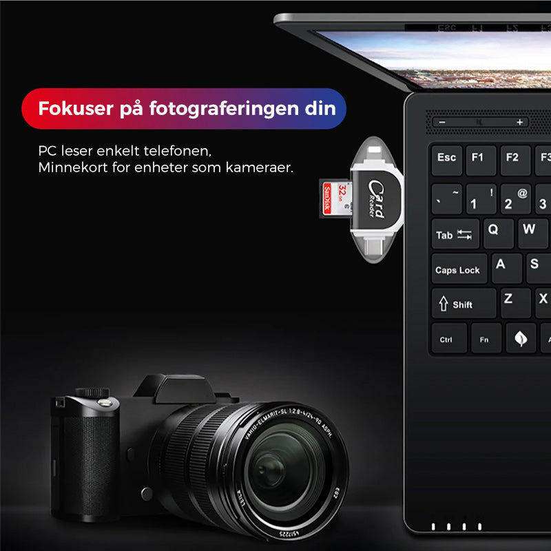 Multi-Port 4 i 1 Universell SD TF Kortleser | Skanto