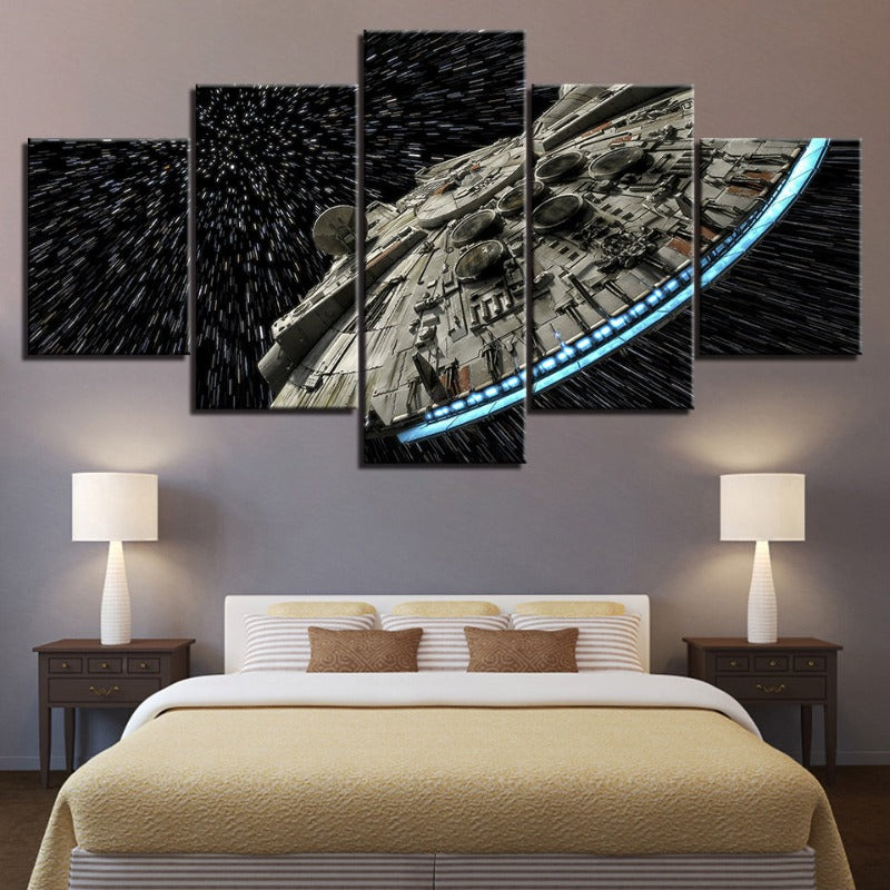 5 Piece Fascinating Galaxy UFOs Canvas Wall Art Painting | Skanto