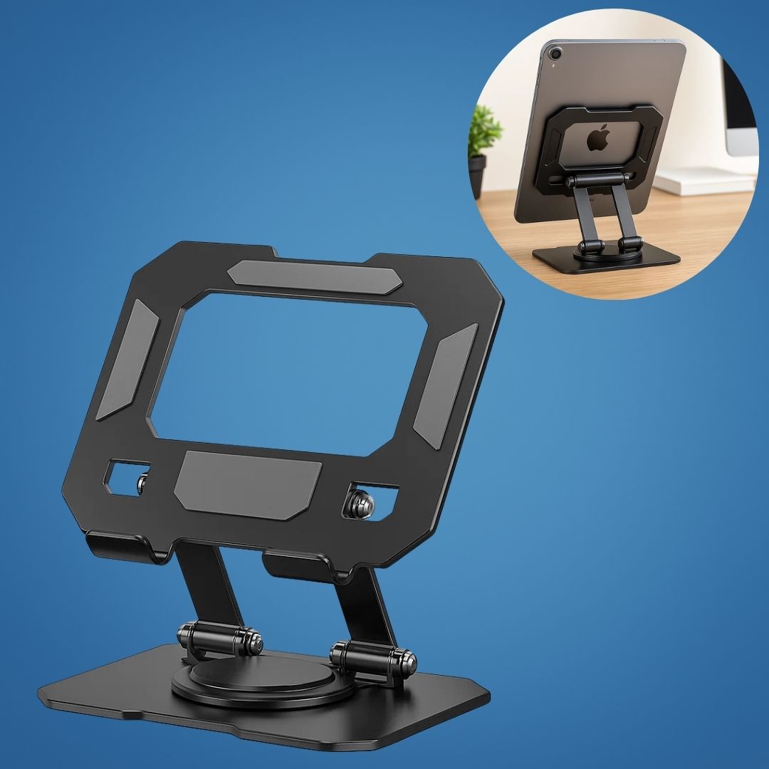 DeskEase | Justerbar Nettbrettstativ – Ergonomisk Komfort – Sammenleggbar Anti‑skli Design – Ideell for Arbeid, Studier, Reiser & Videokonferanser Skanto