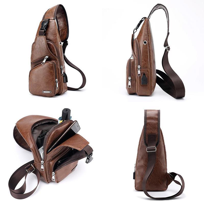 Skanto | Skulderveske Crossbody bag for menn med USB-ladeport