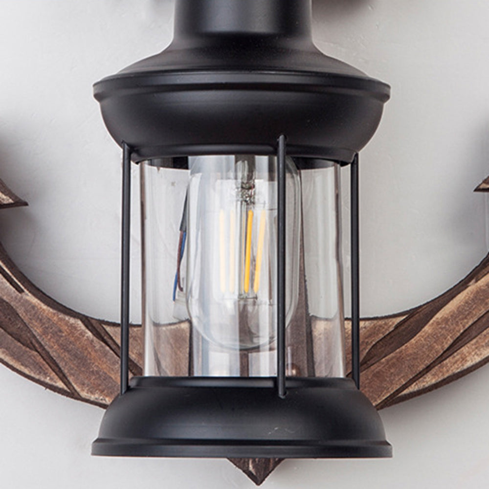 Skanto | Rustikk Tre Anker Vegglampe med Lantern