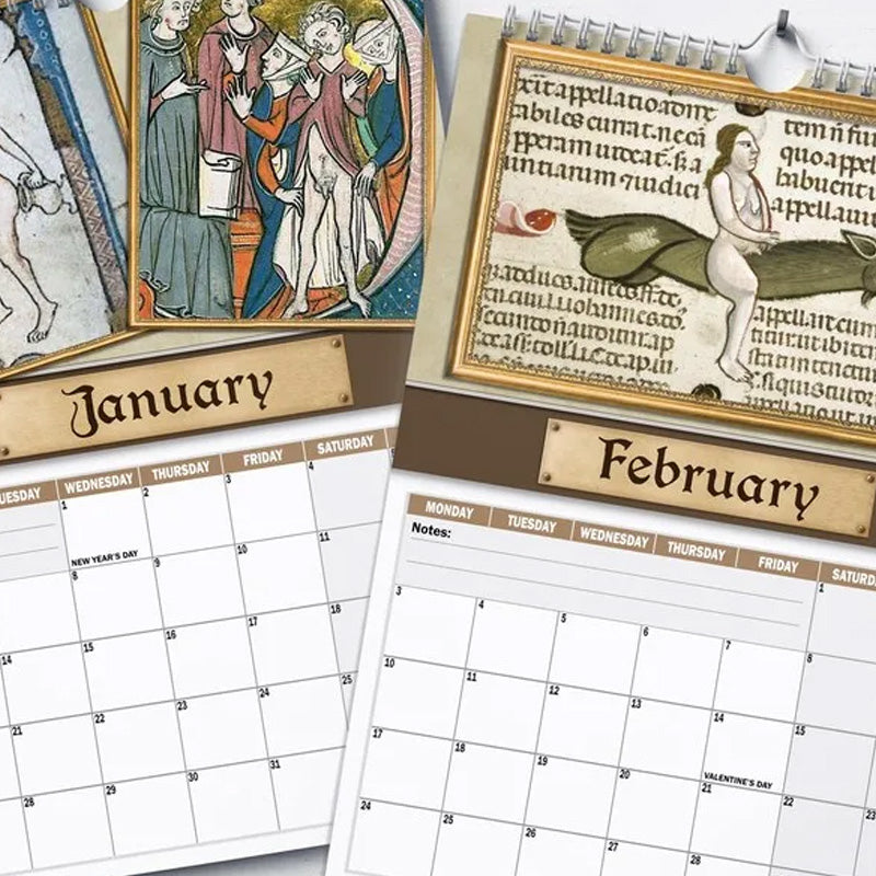 Skanto | Morsom Middelaldersk Veggkalender 2025 – Humor & Kunst