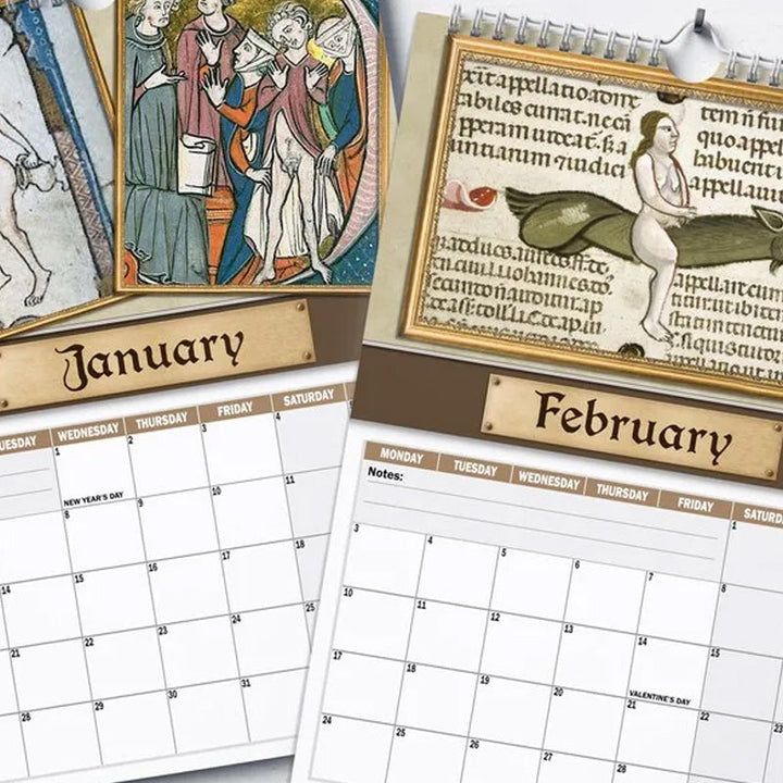 Skanto | Morsom Middelaldersk Veggkalender 2025 – Humor & Kunst