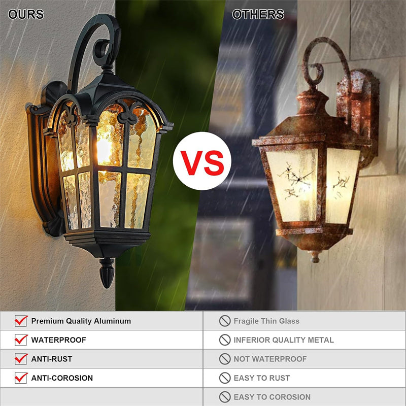 Skanto | Sollys Vanntett Utendørs Vegglampe | Vintage Design med Fjernkontroll for Veranda, Patio & Hagebruk