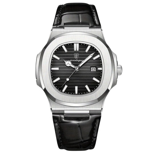 Herren-Armbanduhr aus Edelstahl mit Quarzwerk und Datumsanzeige