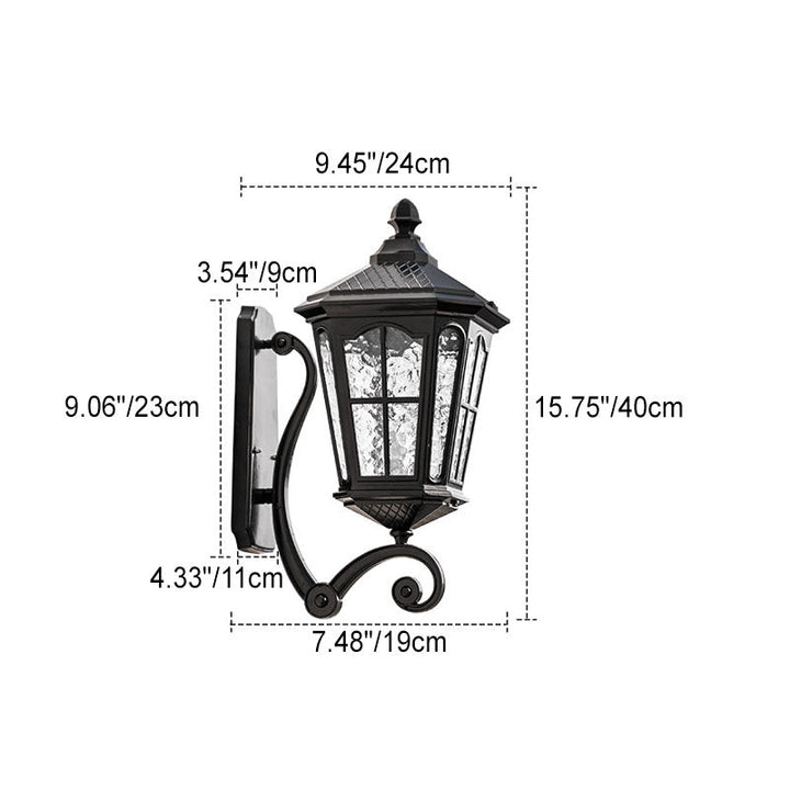 Europeisk utendørs lantern aluminium glass vanntett 1-lys vegglampe | Skanto