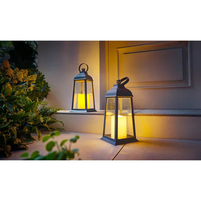 Skanto | LED lanterne sett – 2 deler med realistisk stearinlys-flimmer for innendørs og utendørs