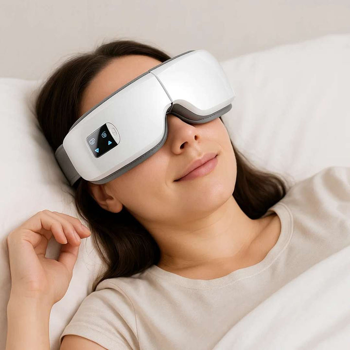 Vistella | 4D Smart Eye Massager - Lufttrykk - Vibrasjon - Varmebehandling for Øyetretthet - Søvnforbedring Skanto
