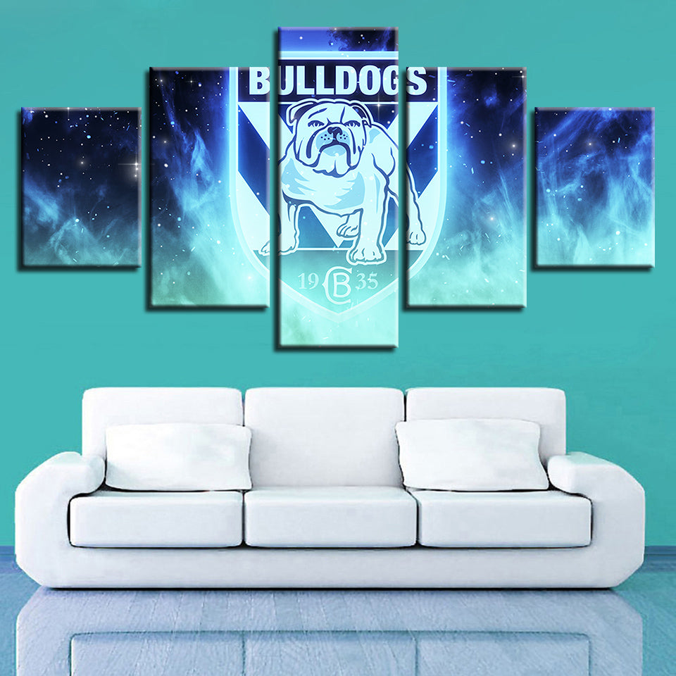 CB Bulldogs 5 deler-lerret veggkunstmaleri | Skanto