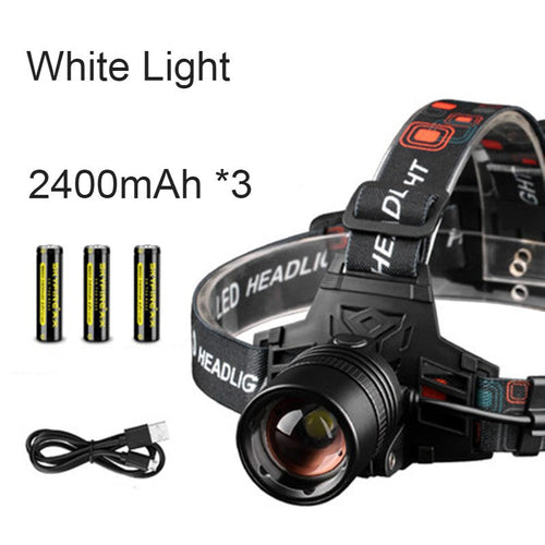 Skanto | Oppladbar Vanntett Lyssterk LED Hodelykt, med Zoombar Lys, 3 Lysmoduser & Powerbank, for Camping, Fotturer, Jakt, Utendørs