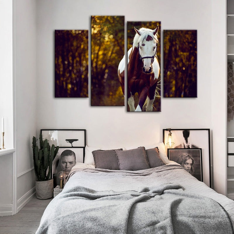 4 stk Courtly Overo hest - lerret veggkunst maling | Skanto