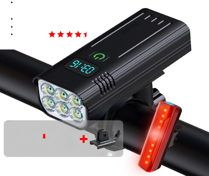 Skanto | 5000 lumen USB oppladbart sykkellys med fester